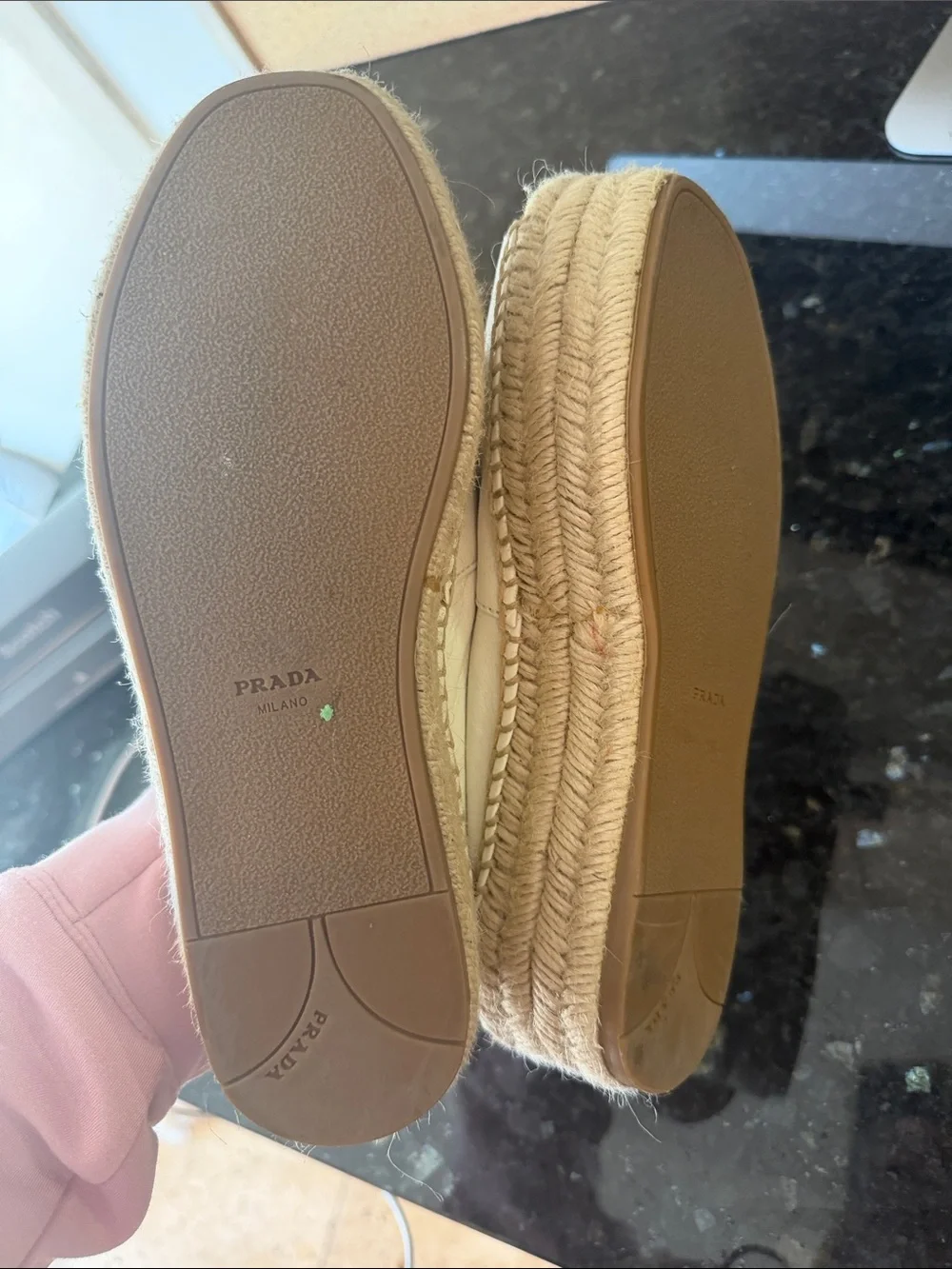 Prada cream leather